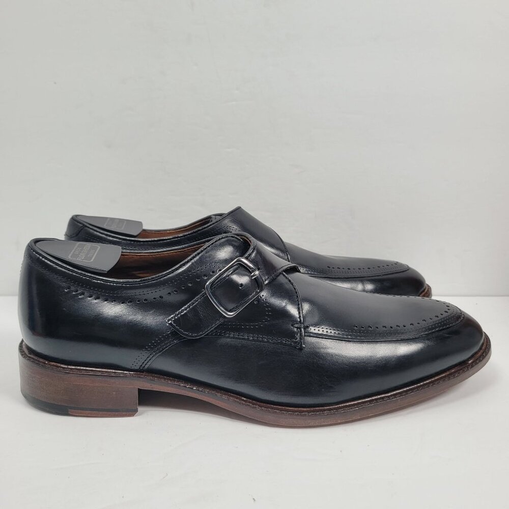 Johnston & Murphy Boydstun Monk Strap Black Leather Shoes 15-2847 US Size 9M